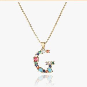 Multicolor Gemstone Initial Necklace